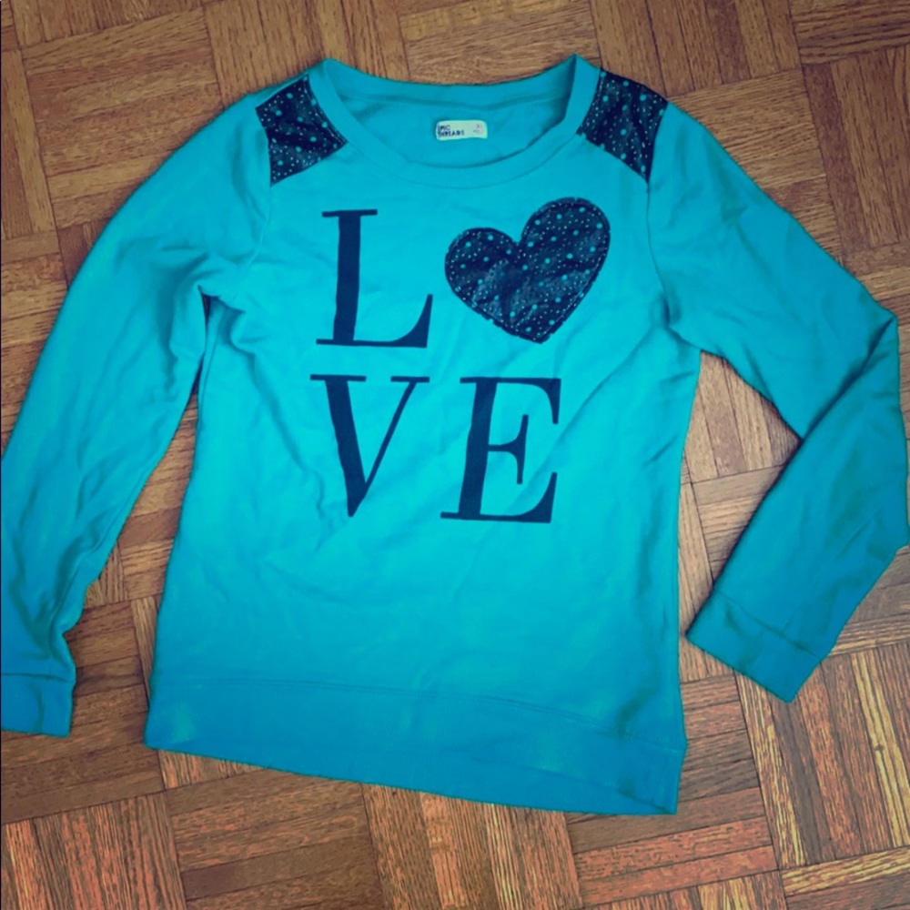 ‘Love’ Sweatshirt w leather trim